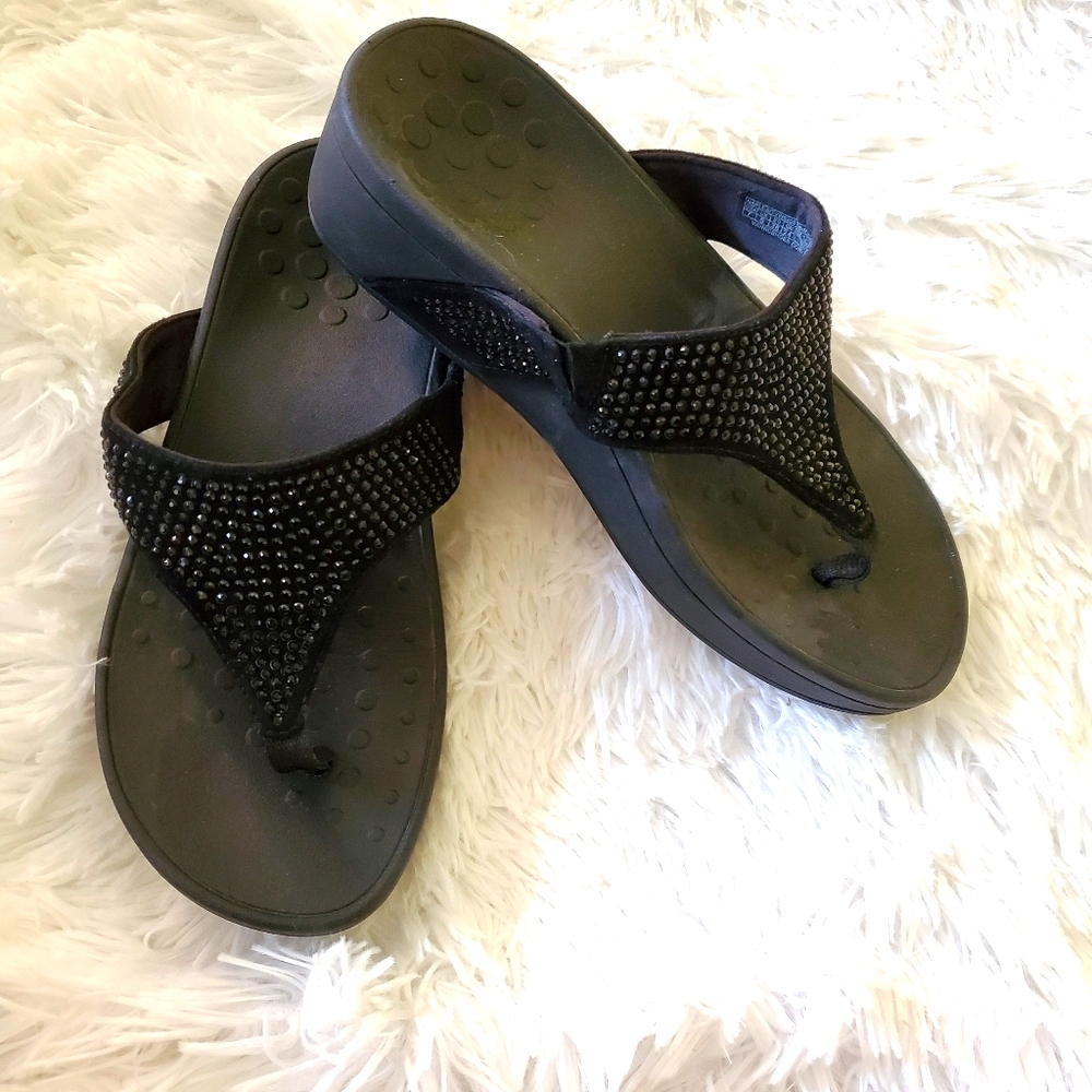 Vionic with Orthaheel Naples Black Thong Sandals 7 - Picture 1 of 5